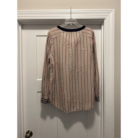 Hayden LA Peasant Tunic Top Size XL Tan Striped Lightweight Boho Long Speeve - Picture 5 of 5